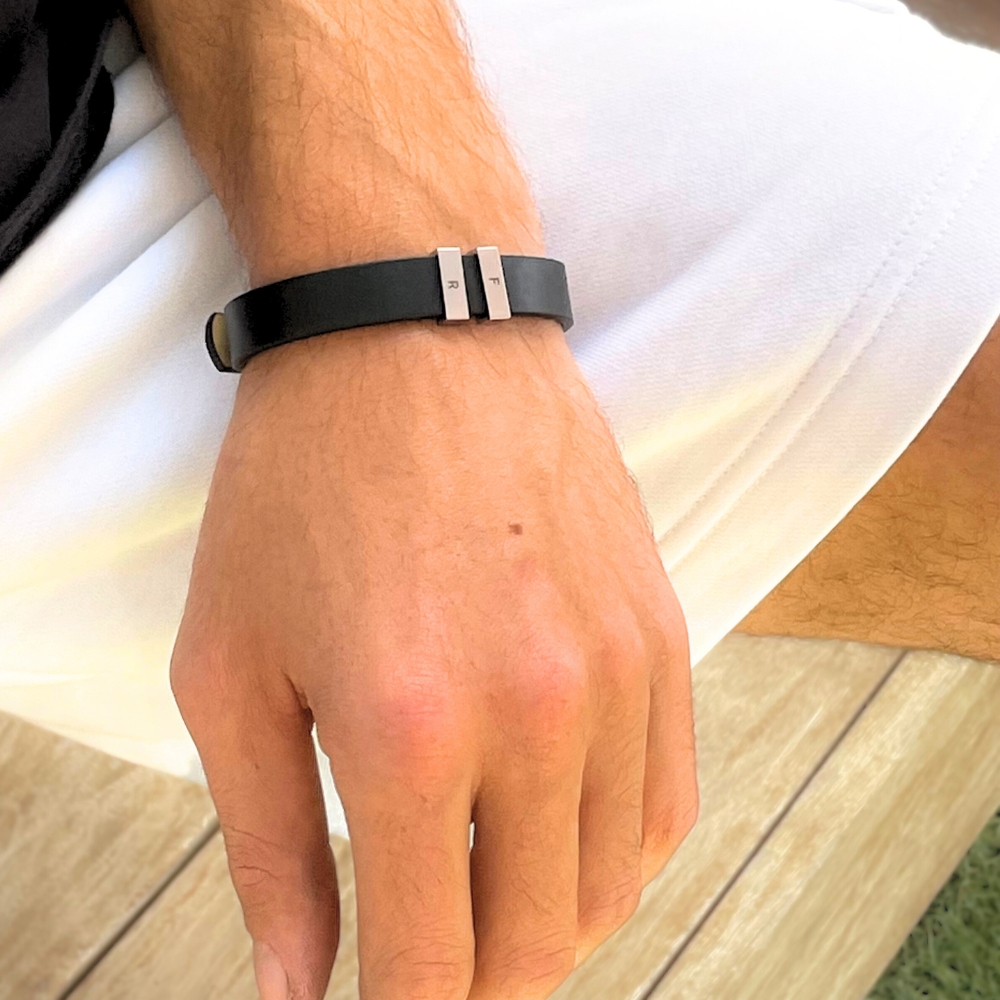 Engraved Mens Leather Bracelet