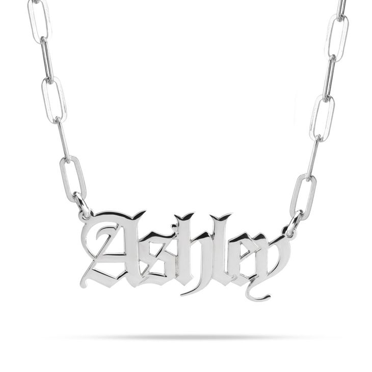 Paperclip Chain Old English Name Necklace