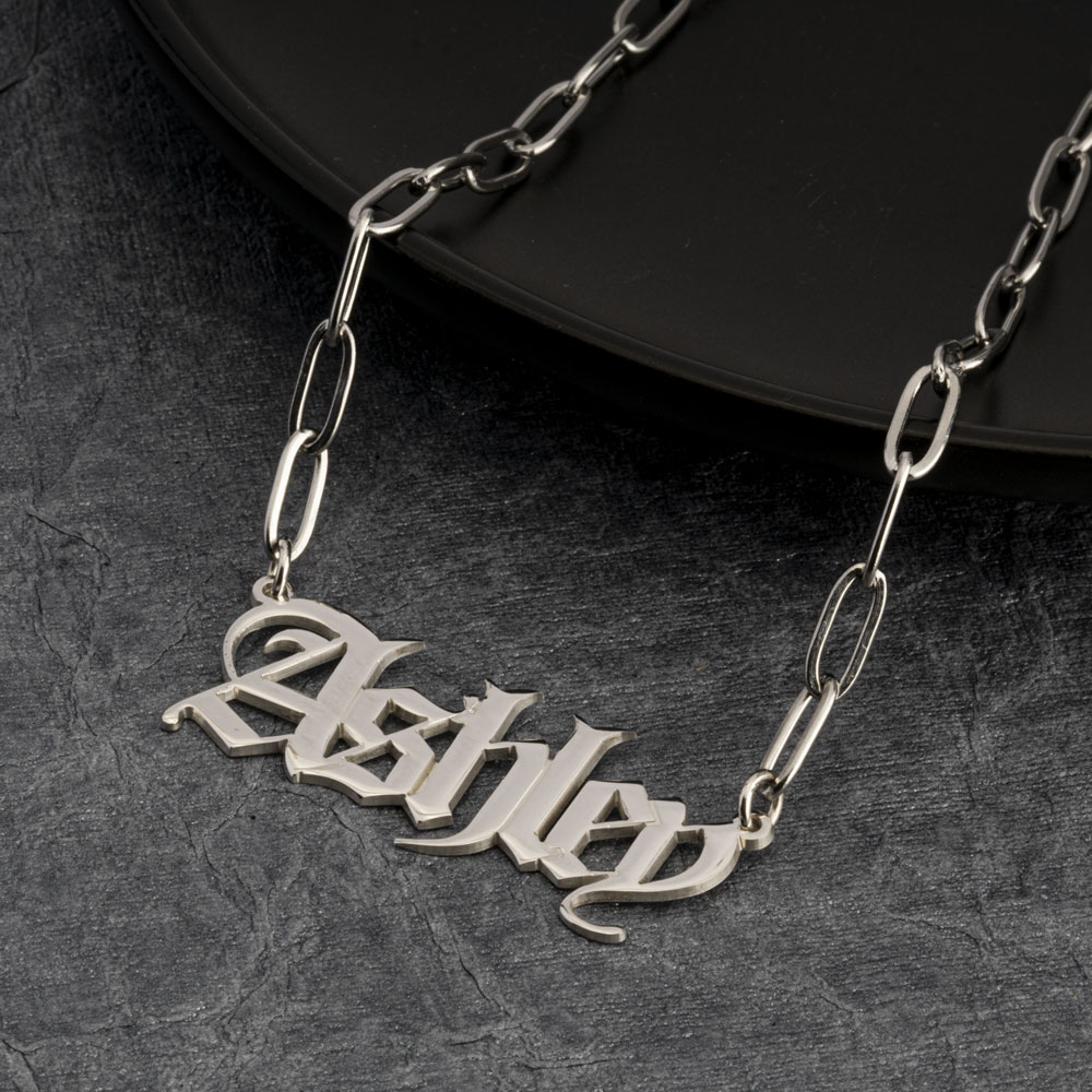 Paperclip Chain Old English Name Necklace