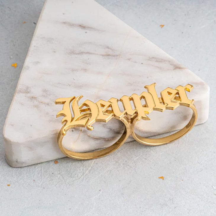 Old English Two Finger Name Ring information