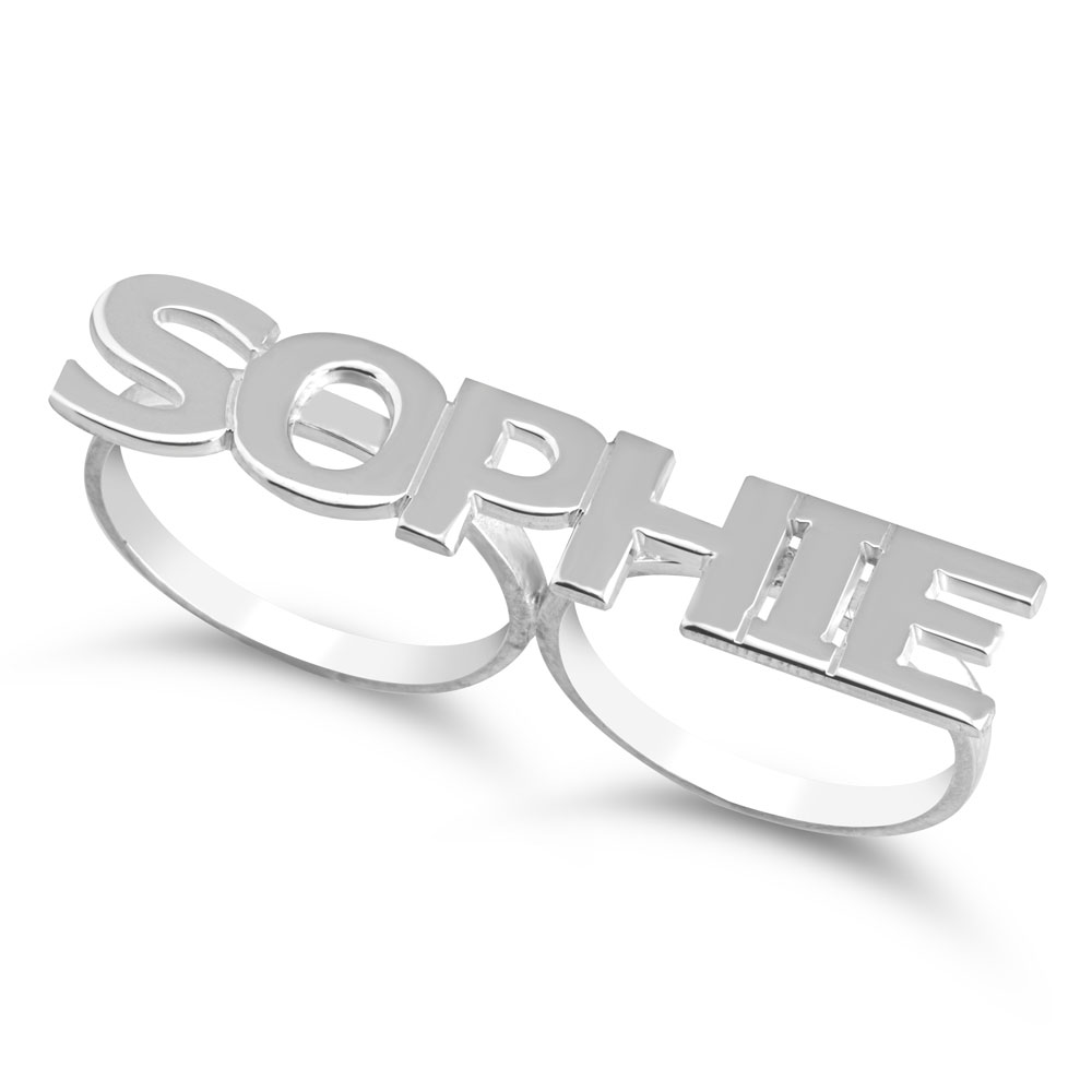 Capital Letters Two Finger Name Ring 