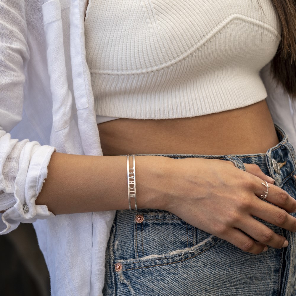 Delicate Name Bangle Bracelet