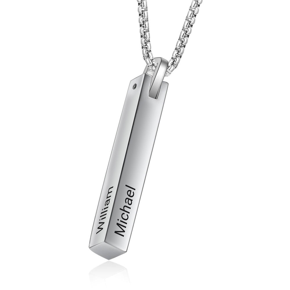 3D Engraved Bar Necklace with Names