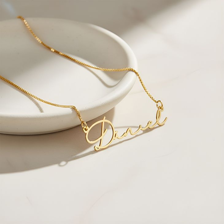 Dainty Script Name Necklace - Picture 2 - 24k Gold Plating