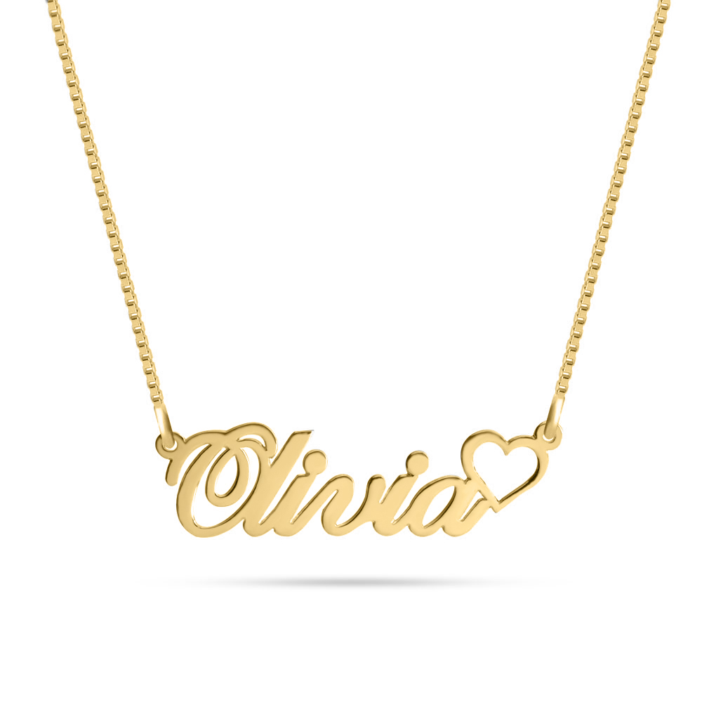 Classic Name Necklace With Heart