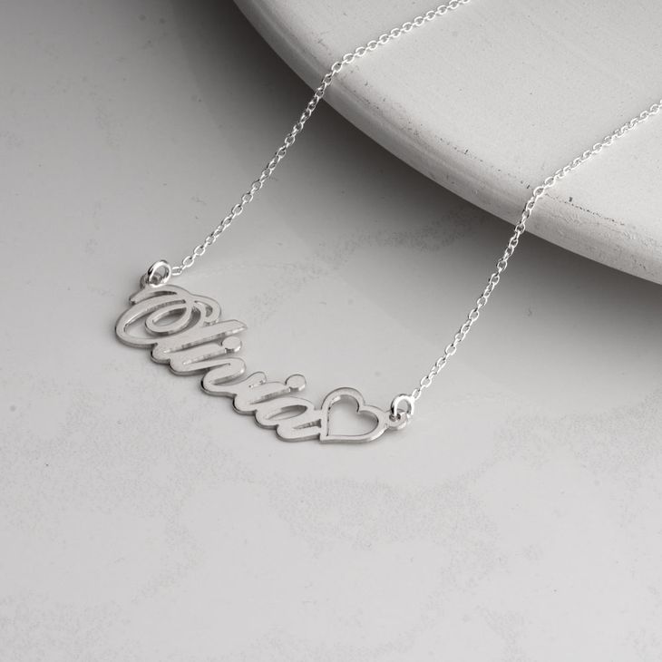 Classic Name Necklace With Heart information