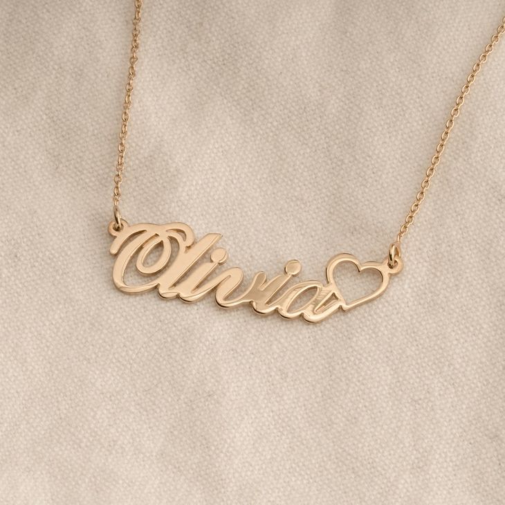 Classic Name Necklace With Heart information