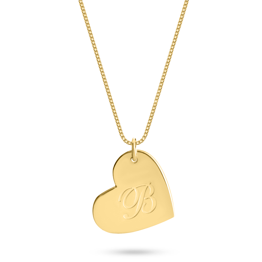Engraved Heart Initial Necklace
