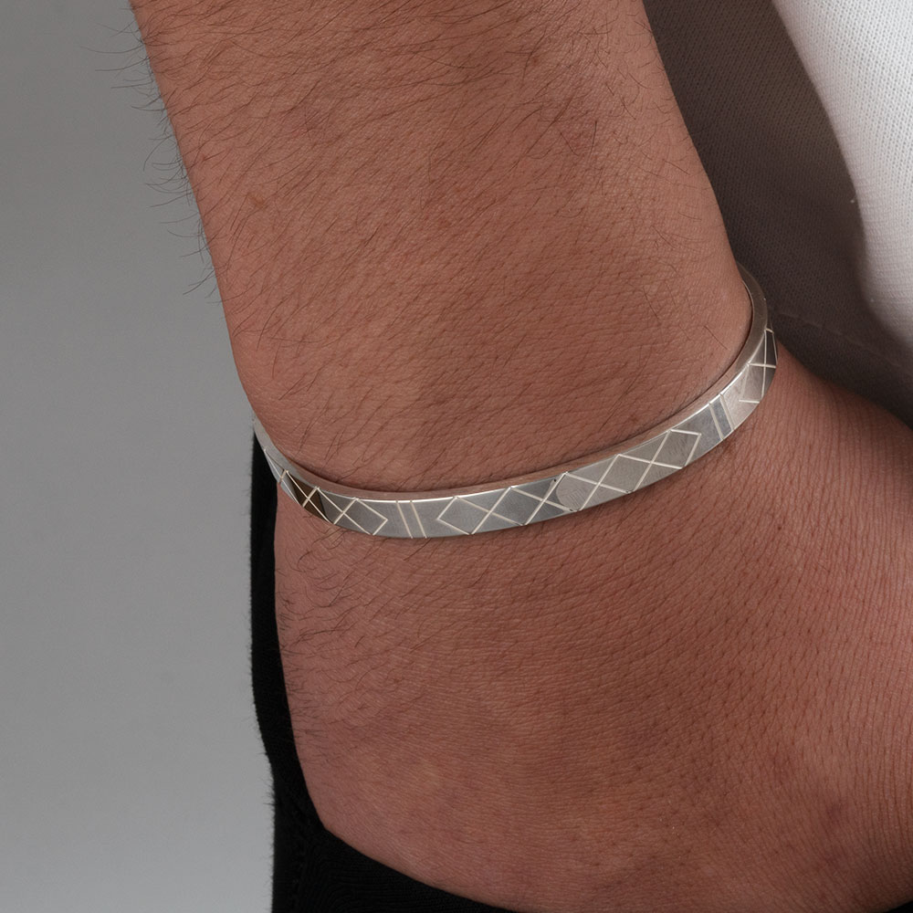 Tribal Silver Bracelet For Men