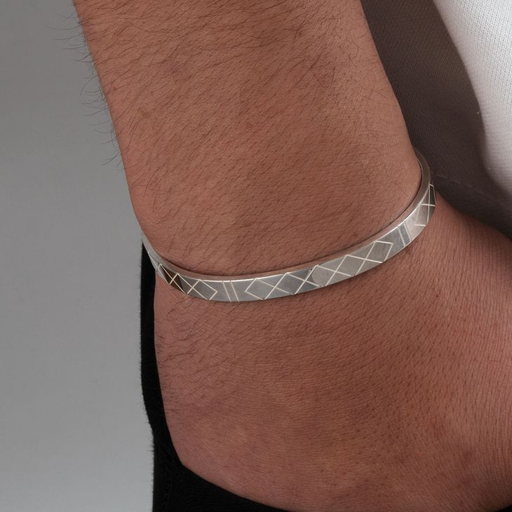 Tribal Silver Bracelet For Men model