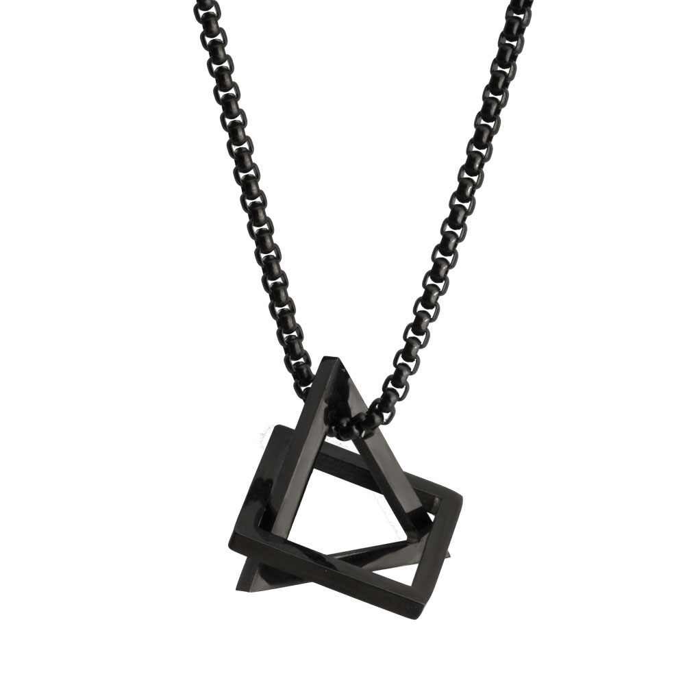 Black 3D Pendant Men's Necklace