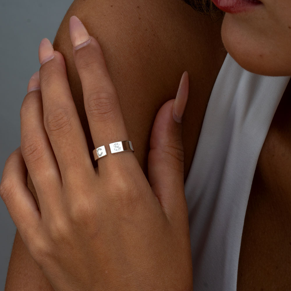Zircon Ring With Initials