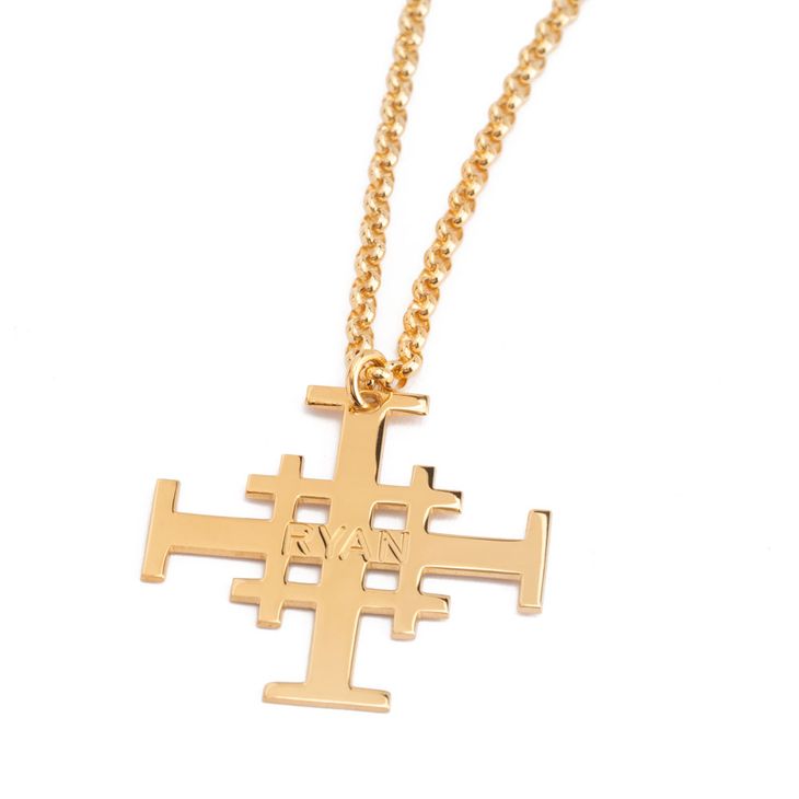 Jerusalem Cross Name Necklace For Men information