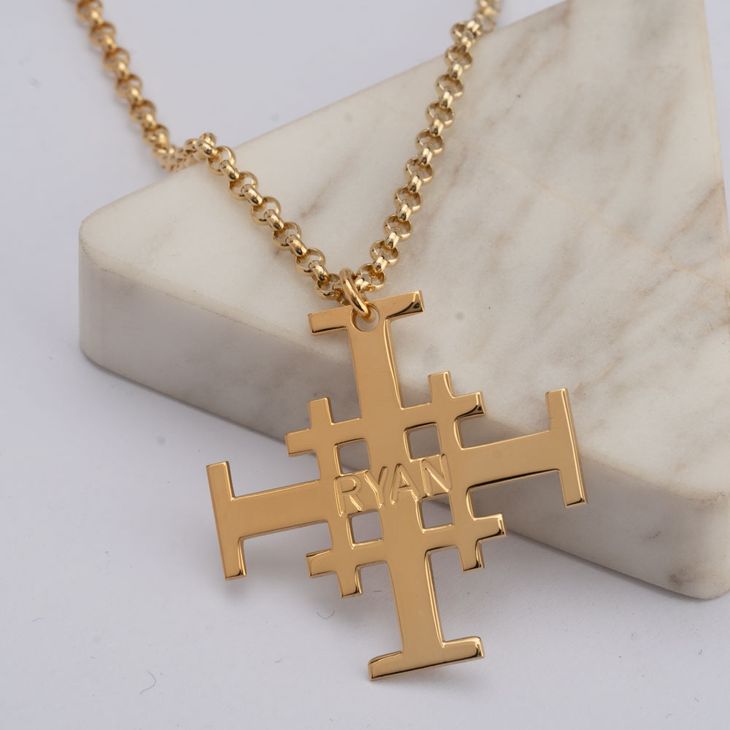 Jerusalem Cross Name Necklace For Men information