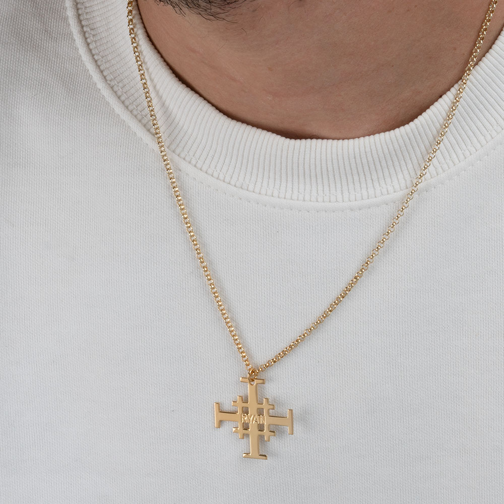 Jerusalem Cross Name Necklace For Men