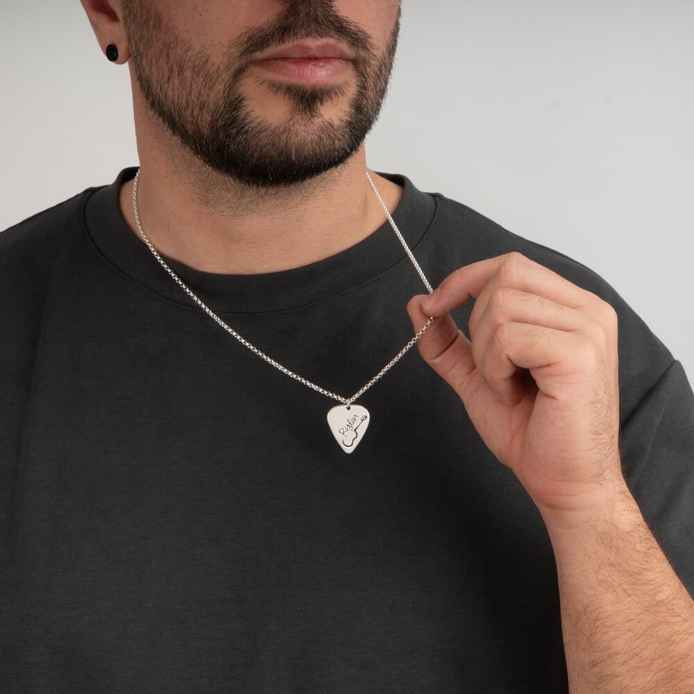 Rock Guitar Pick Necklace for Men