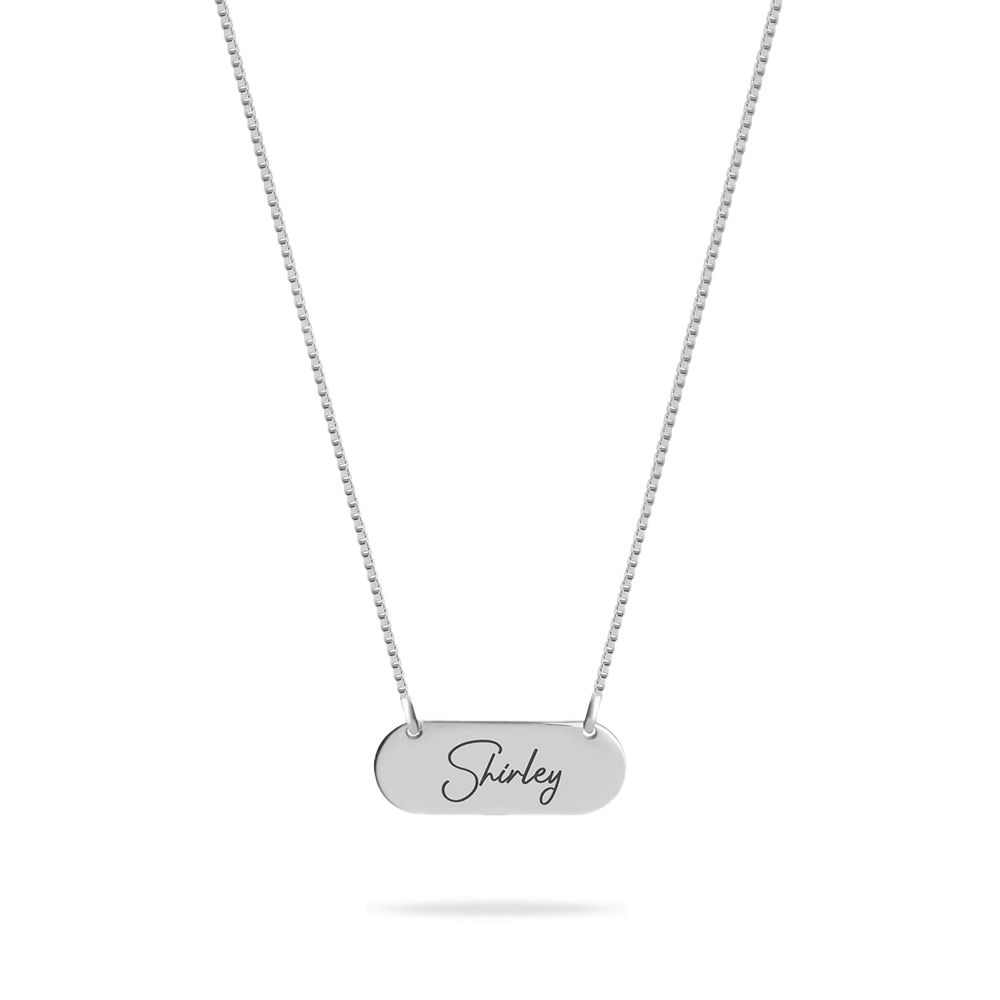 Bar Necklace With Name in Cursive
