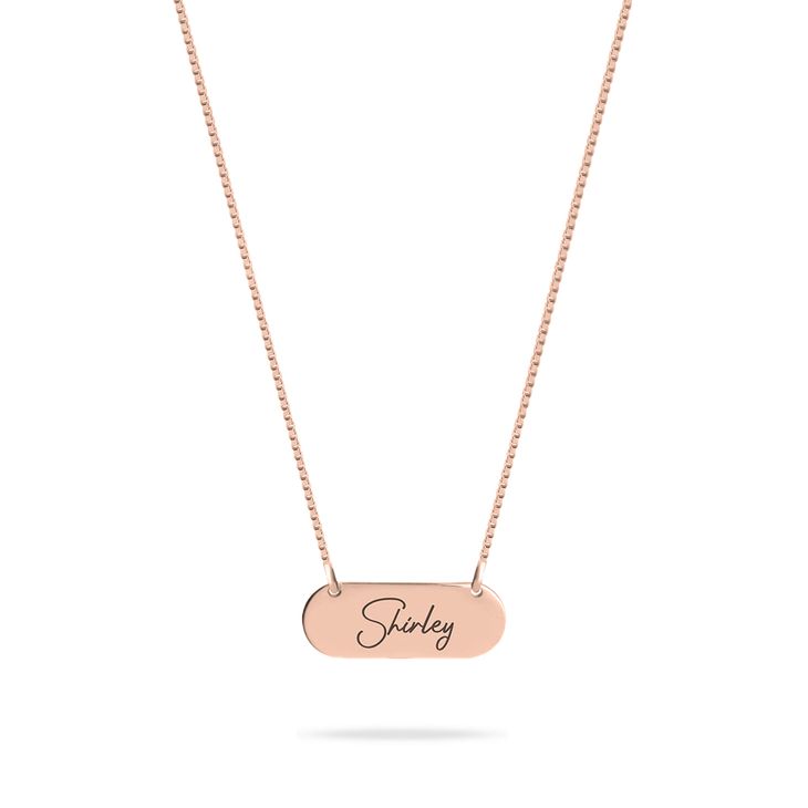 Bar Necklace With Name in Cursive