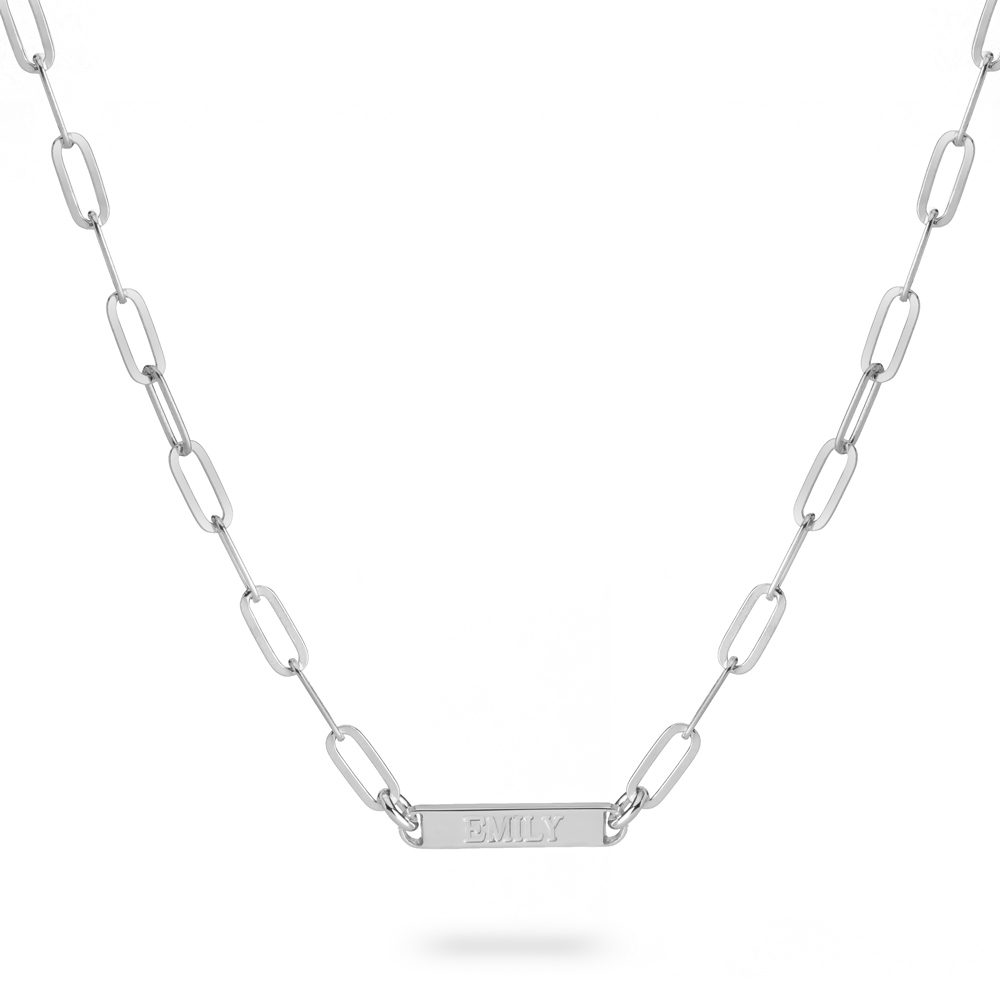 Paperclip Necklace With Small Nameplate