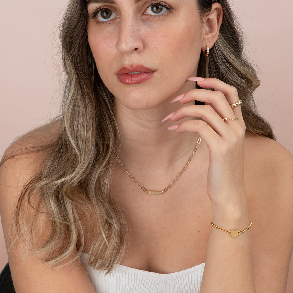 Paperclip Necklace With Small Nameplate