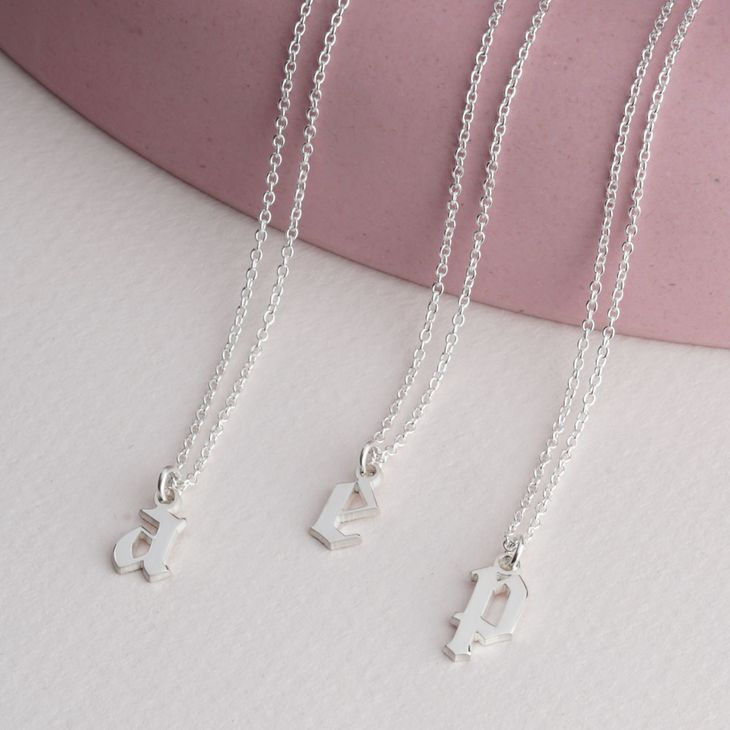 Old English Lowercase Initial Necklace information