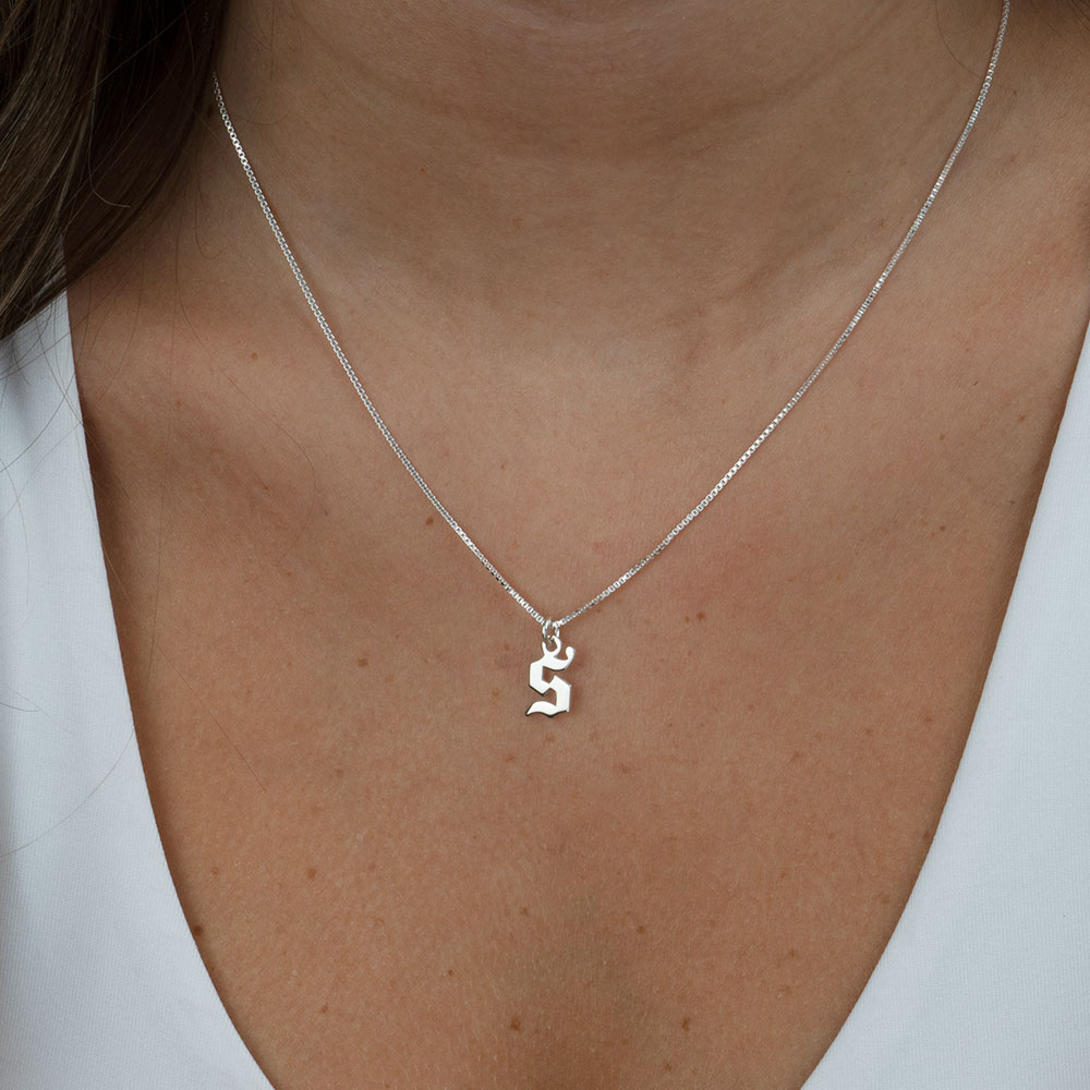 Old English Lowercase Initial Necklace
