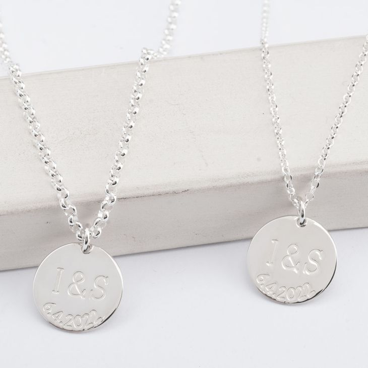 Couples Necklace Set With Initials & Anniversary Date - Picture 2