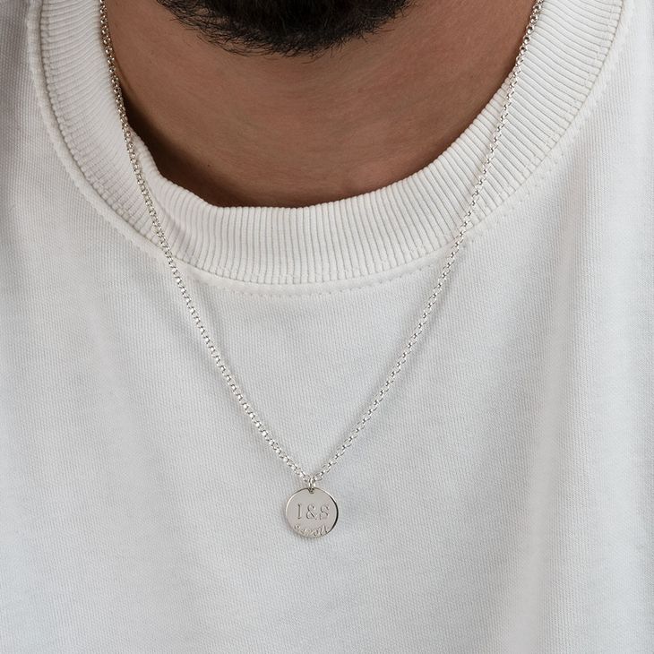 Couples Necklace Set With Initials & Anniversary Date information