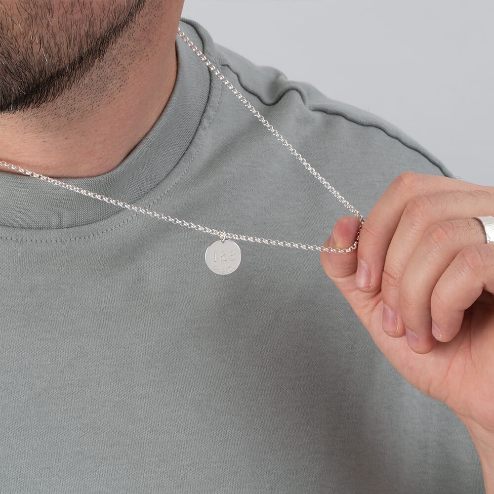 Couples Necklace Set With Initials & Anniversary Date