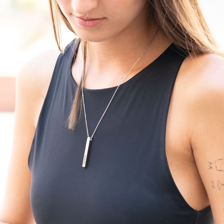 Matching Engraved 3D Bar Necklaces information