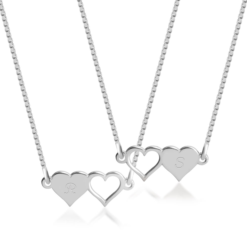 Initial Hearts Friednship Necklace Set