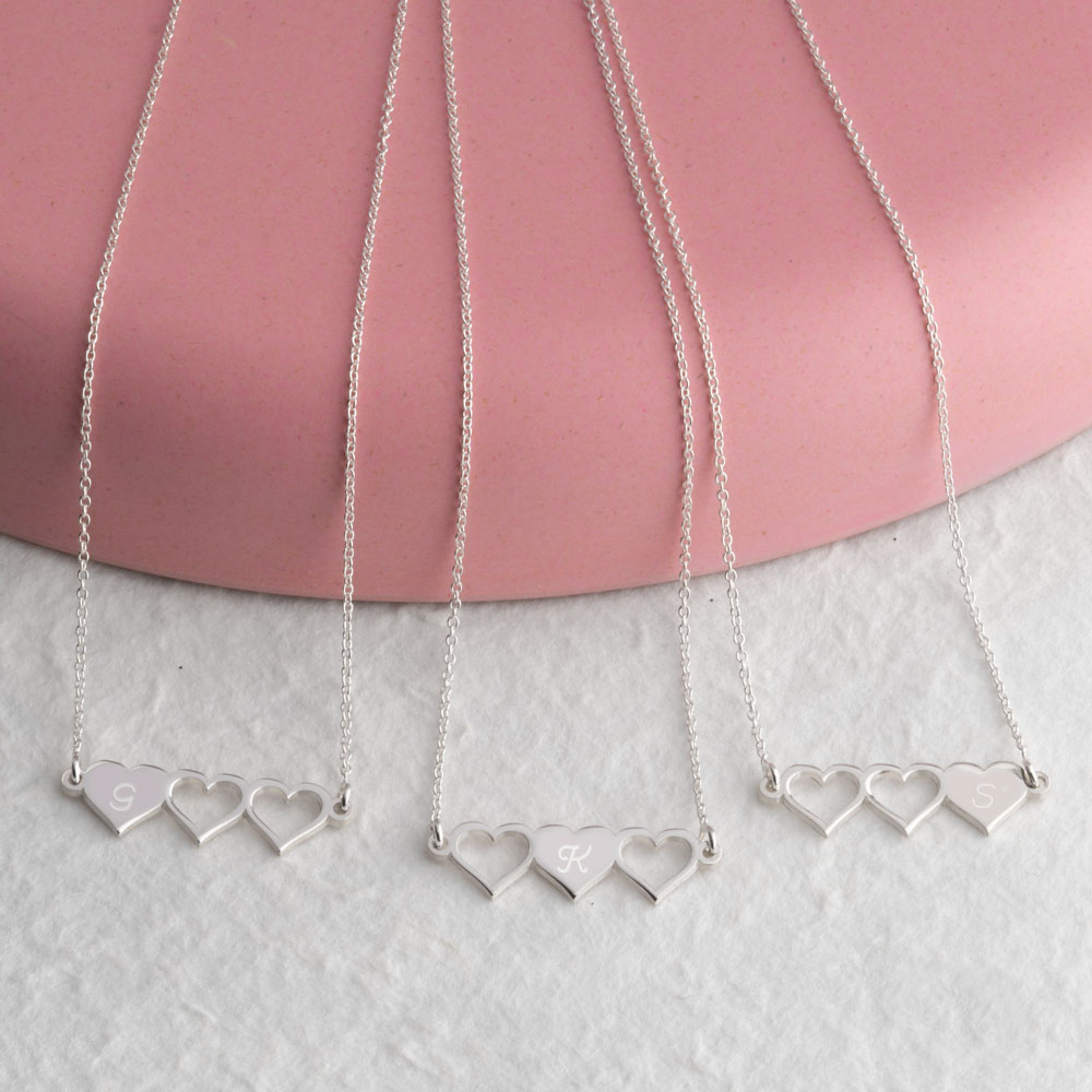 Initial Hearts Friednship Necklace Set