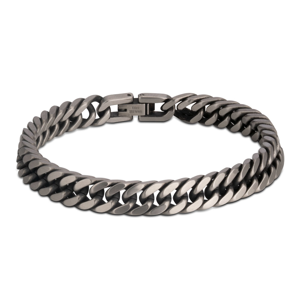Dark Silver Cuban Link Bracelet For Men