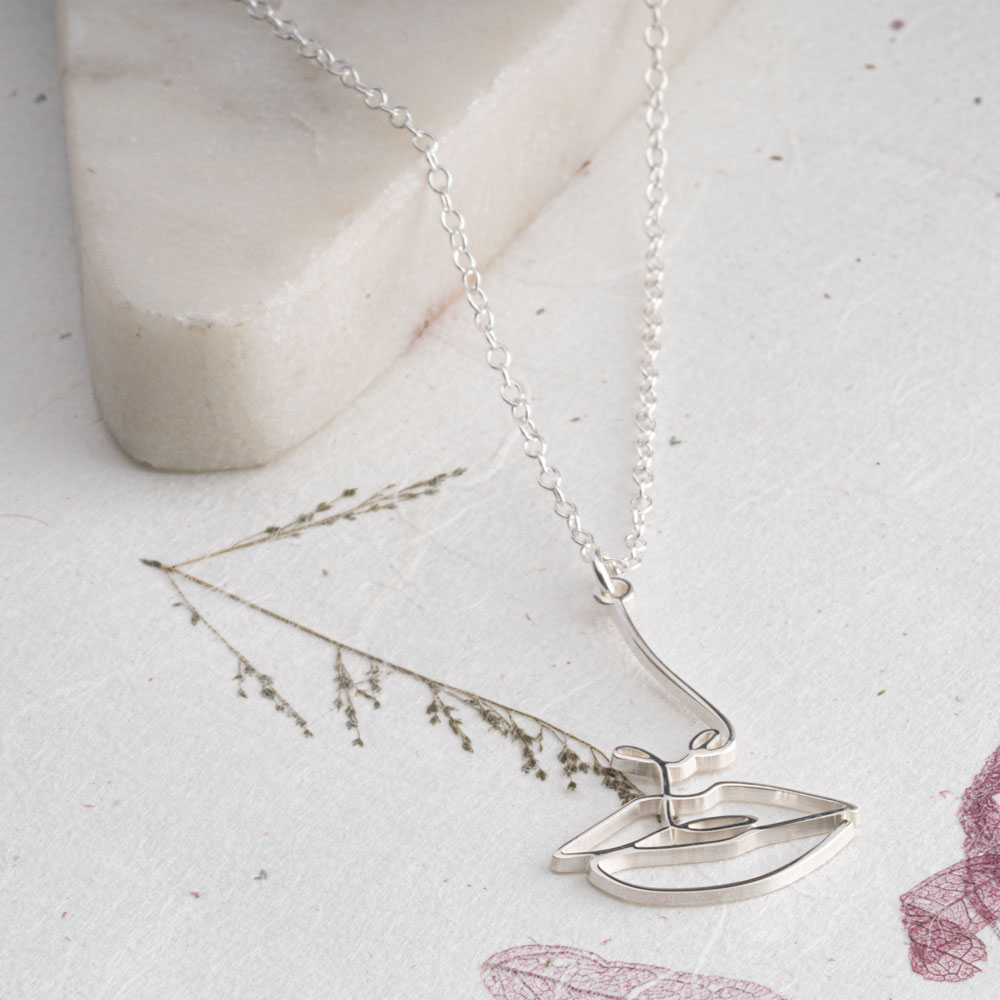 Line Art Face Pendant Necklace