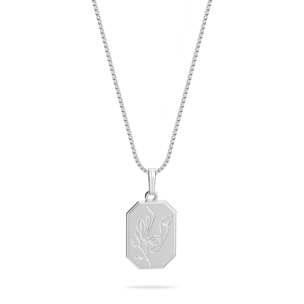 Line Art Woman's Face Engraved Necklace