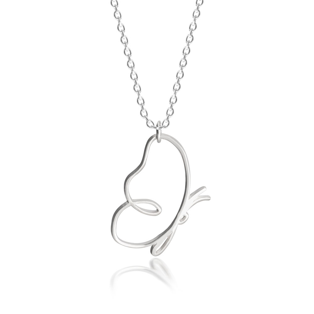 Line Art Butterfly Necklace 
