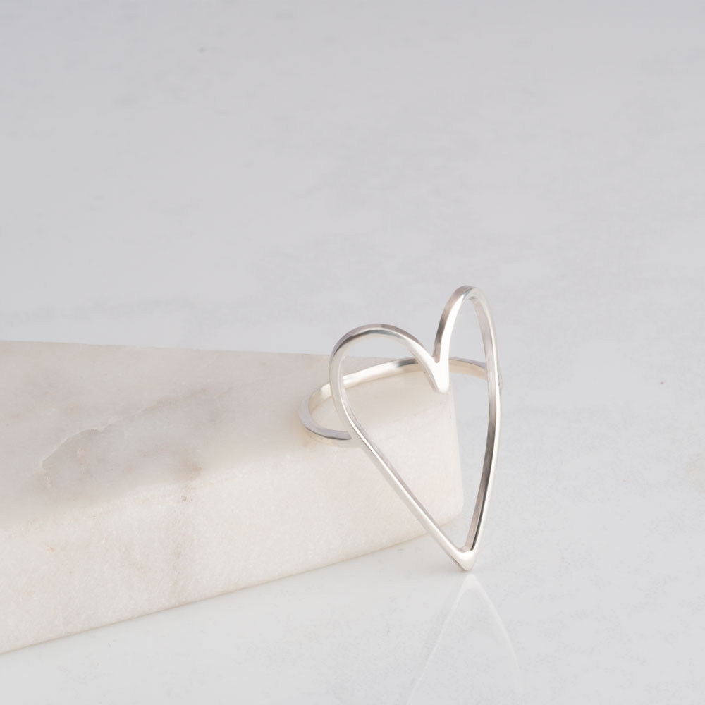 Heart Outline Ring on a model