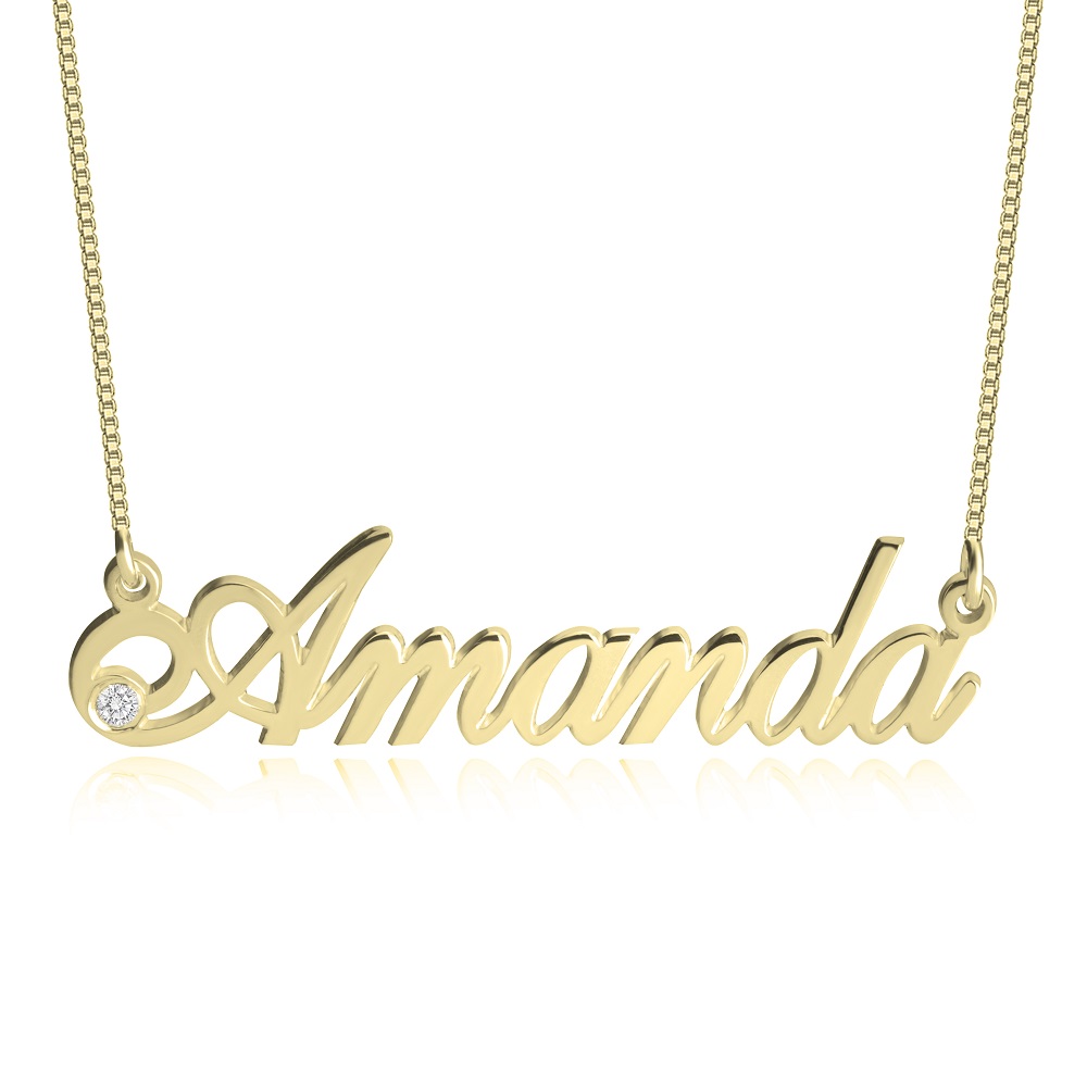 14K Gold Diamond Name Necklace