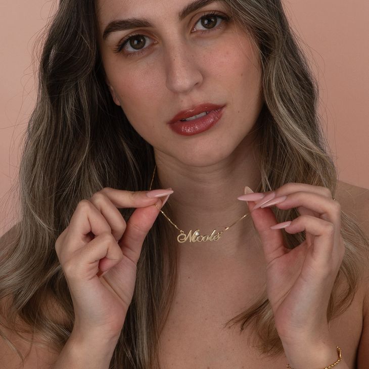 14K Gold Diamond Name Necklace model