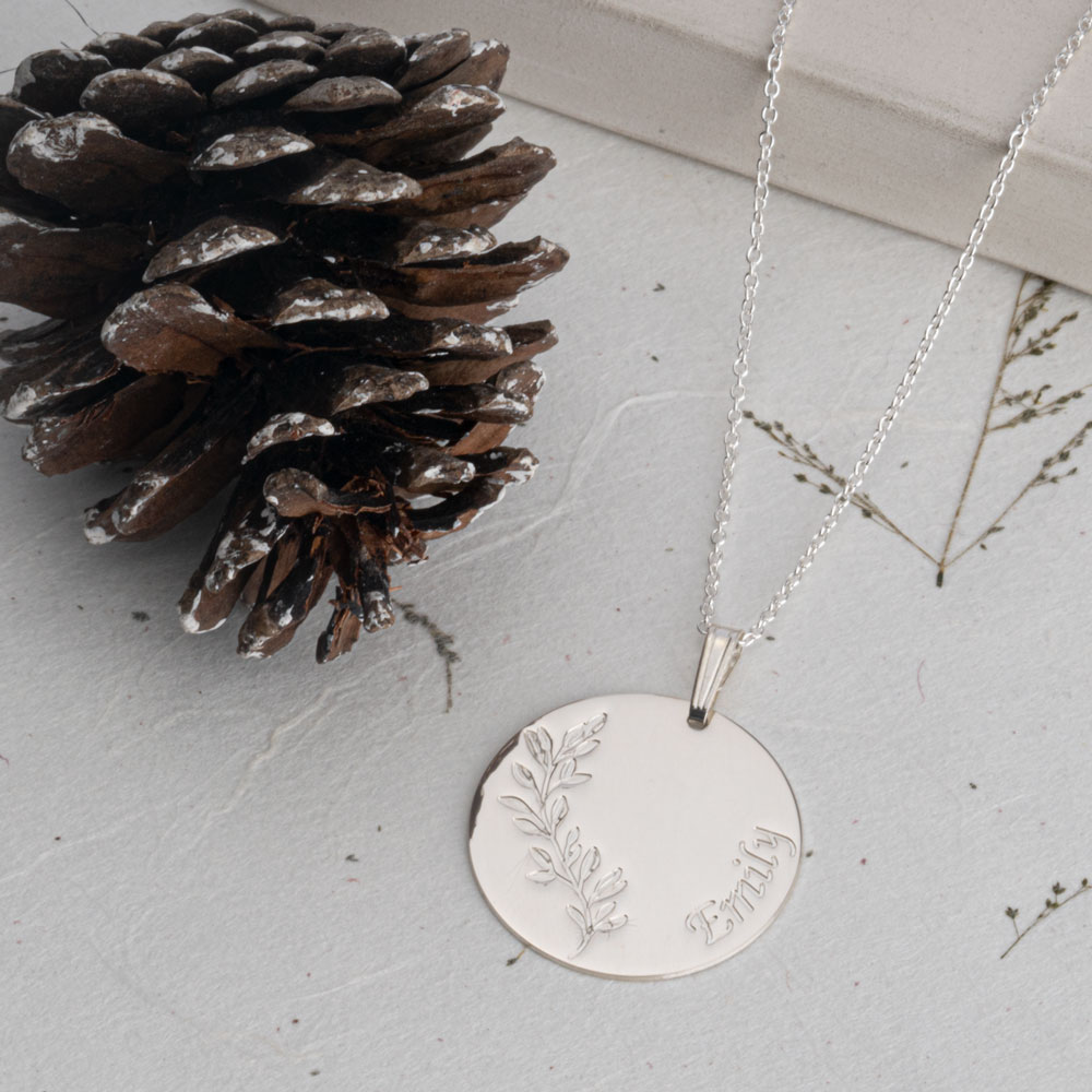 Engraved Name Necklace With Branch
