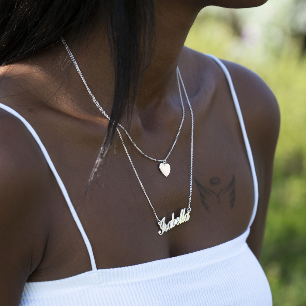 Name and Heart Layered Necklace