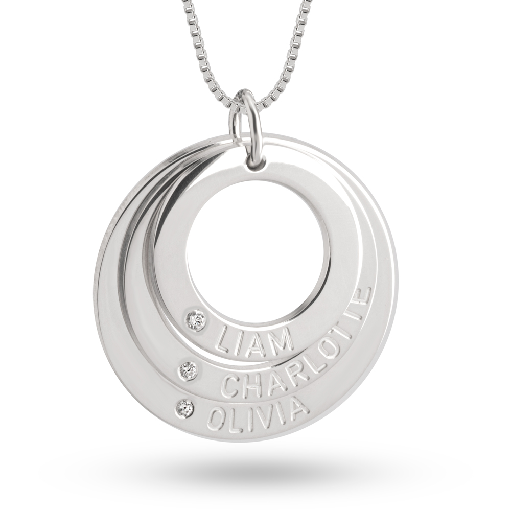 Engraved Mother Necklace With Diamonds