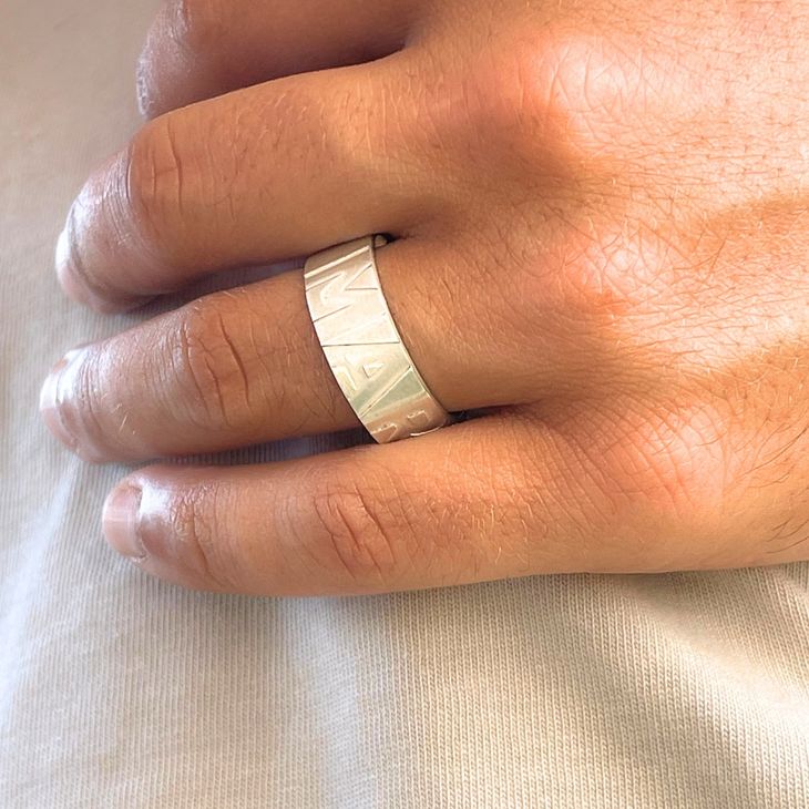 Block Letters Custom Name Ring For Men - Picture 3