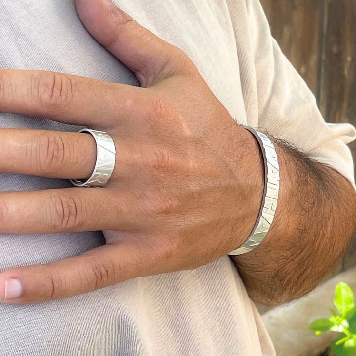 Block Letters Custom Name Ring For Men - Picture 4