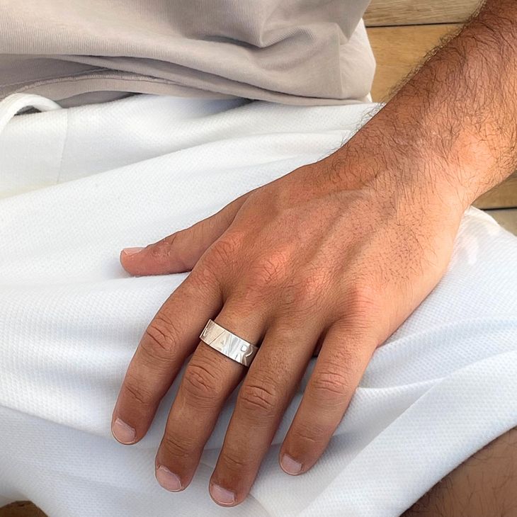 Block Letters Custom Name Ring For Men model