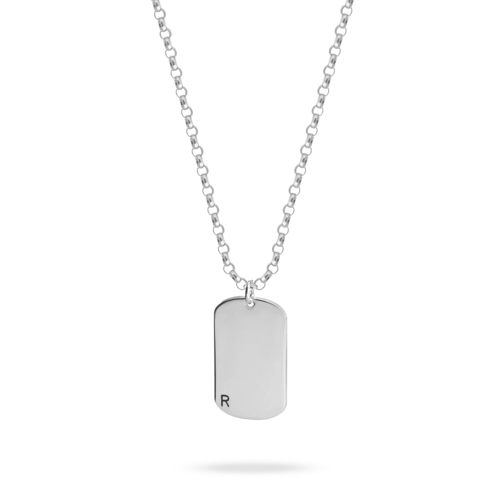 Mens Initial Dog Tag Necklace