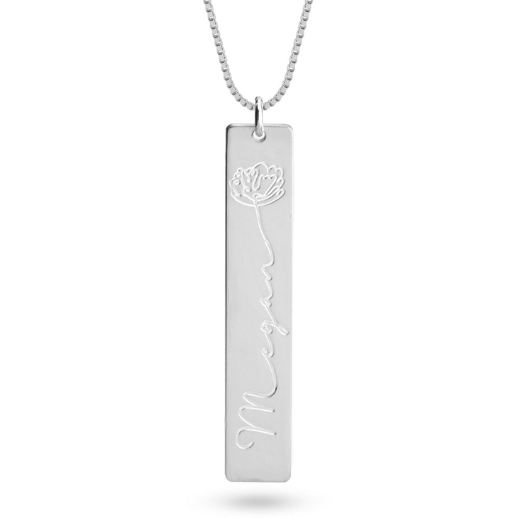 Engraved Name Necklace With Flower - Picture 3