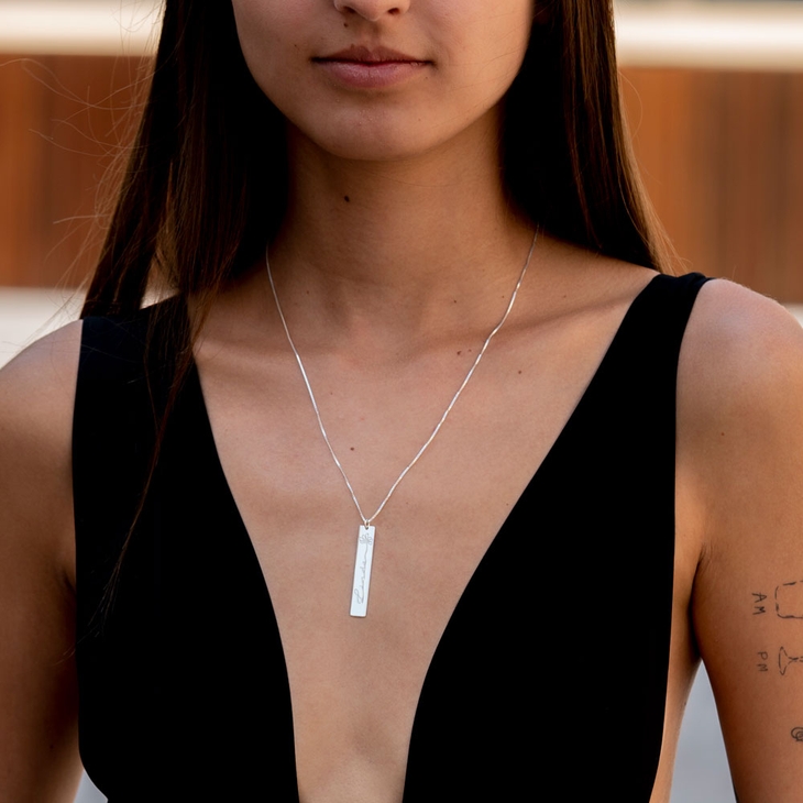 Engraved Name Necklace With Flower model