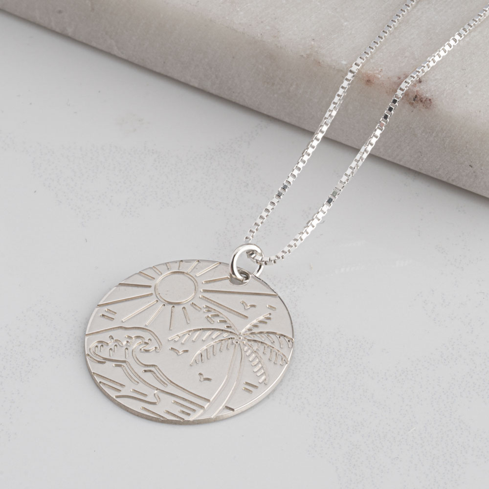 Back And Front Engraved Vacation Necklace