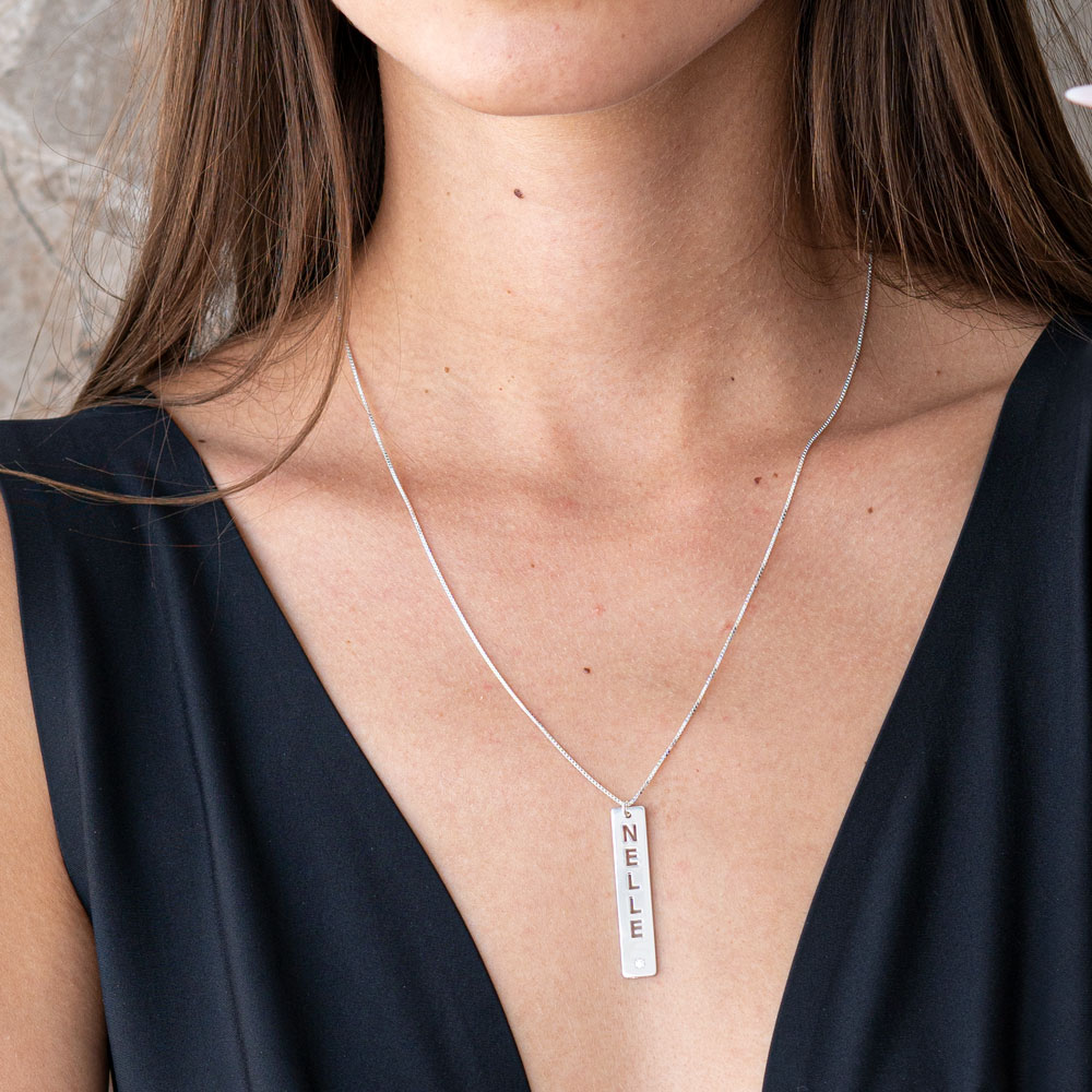 Vertical Diamond Bar Necklace 